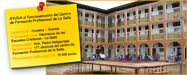 Ayuda al funcionamiento del Centro de Formación Profesional de La Salle (Conakry, Guinea)
